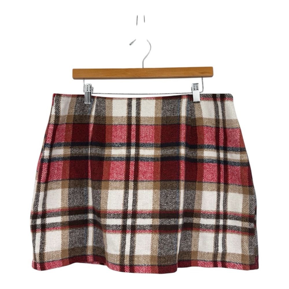 Plaid Wool Mini Skirt XL Tartan Check A-Line Skirt Fully Lined - Picture 3 of 15